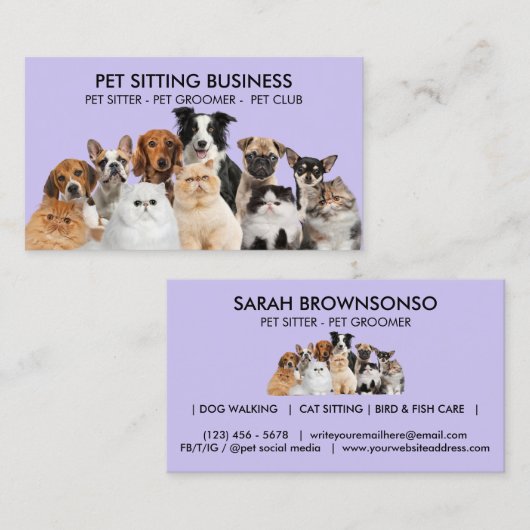 Lila Hunde Visitenkarte (Vorne/Hinten)