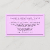 Lila Hundekatze-Vogeltier-Sitter Visitenkarte (Rückseite)