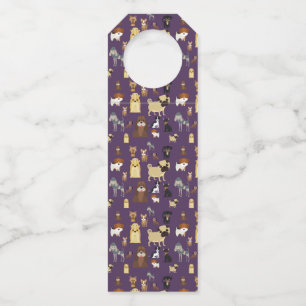 lila Hundemuster. Flaschenanhänger