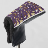 lila Hundemuster. Golf Headcover (3/4 Vorderseite)