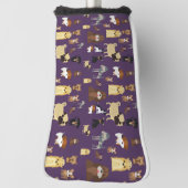 lila Hundemuster. Golf Headcover (Rotieren 90)