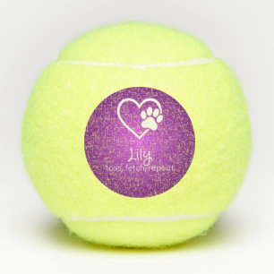 Lila Hundename Tennisball 'werfen, apportieren, wi Tennisbälle