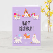 Lila Hundeschartkarte Karte (Gelbe Blume)