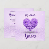 Lila Hyacinth Happy Noroz Heart Bouquet Einladung (Vorne/Hinten)
