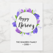 Lila Hyacinth Wreath New Year Happy Norooz Lebensmitteletikett (Einzelnes Label)