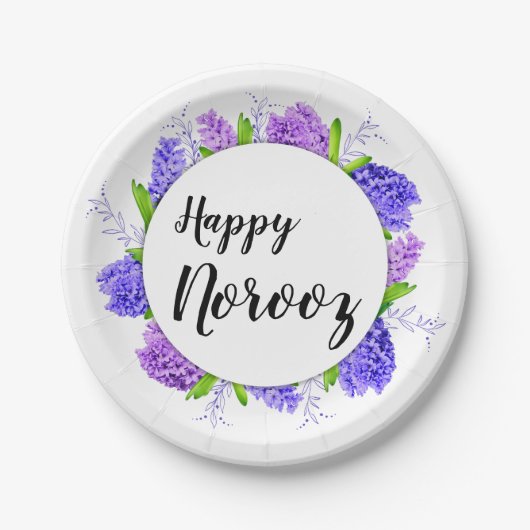 Lila Hyacinth Wreath New Year Happy Norooz Pappteller (Vorderseite)