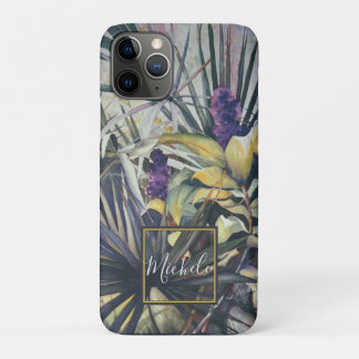 Lila Hyacinths Monogram tropische Palmen Case-Mate iPhone Hülle