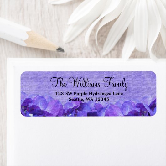 Lila Hydrangea-Adressetikett (Insitu)