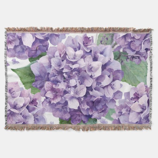 Lila Hydrangea Aquarell Floral Lavendelblüte Decke (Vorderseite)