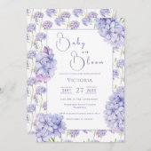 Lila Hydrangea Baby in Bloom Baby Dusche Einladung (Vorne/Hinten)
