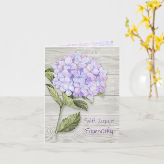 Lila Hydrangea-Beileid Karte (Gelbe Blume)