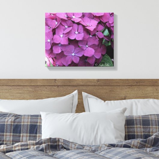 Lila Hydrangea Blooms Leinwand (Insitu (Schlafzimmer))