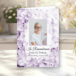 Lila Hydrangea-Blume Begräbnisdienst geklappt Programm