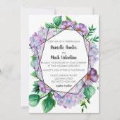 Lila Hydrangea-Blume Geometrische Hochzeit Einladung (Vorderseite)
