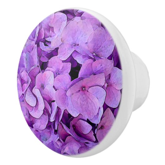 Lila Hydrangea-Blume Keramikknauf (Rechts)