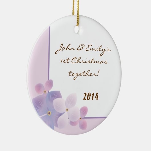 Lila Hydrangea Blume Personalisiert Name Ornament (Rechts)