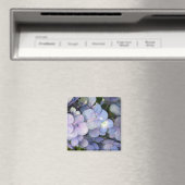 Lila Hydrangea Blume Square Magnet (In Situ (Geschirrspüler))