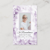 Lila Hydrangea Blume Wasserfarben Beerdigung Gebet Visitenkarte (Vorderseite)