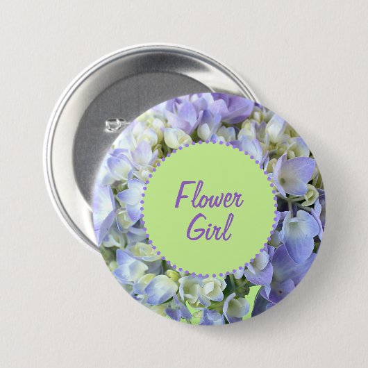 Lila Hydrangea-Blumen-Mädchen Button (Vorne & Hinten)