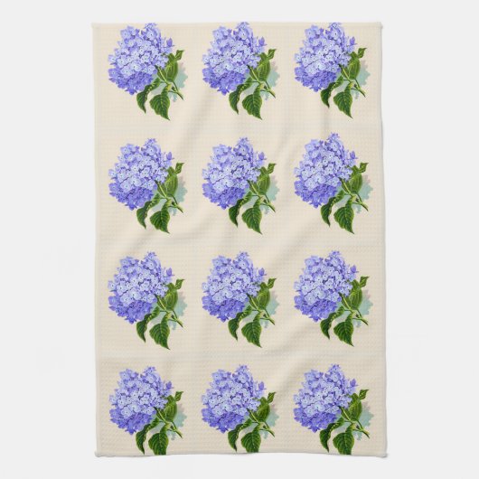 Lila Hydrangea-Blumen-Vintages Muster Geschirrtuch (Vertikal)