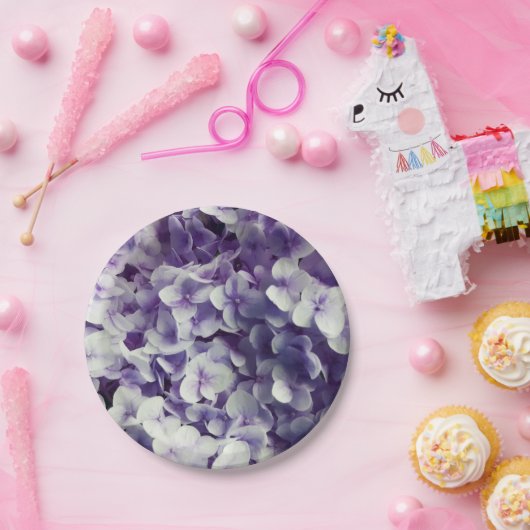 Lila Hydrangea-Blumenhintergrund Pappteller (Party)