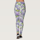 Lila Hydrangea-Blumenmuster Leggings (Rückseite)