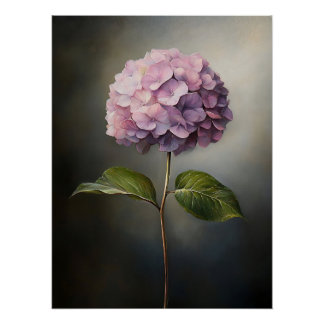 Lila Hydrangea Botanische Malerei Poster
