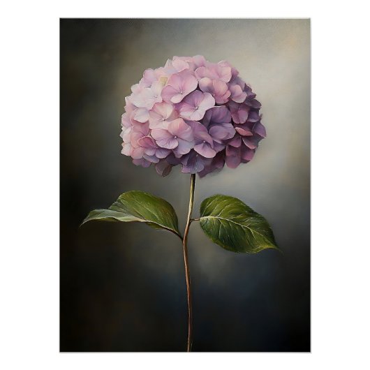 Lila Hydrangea Botanische Malerei Poster (Vorderseite)