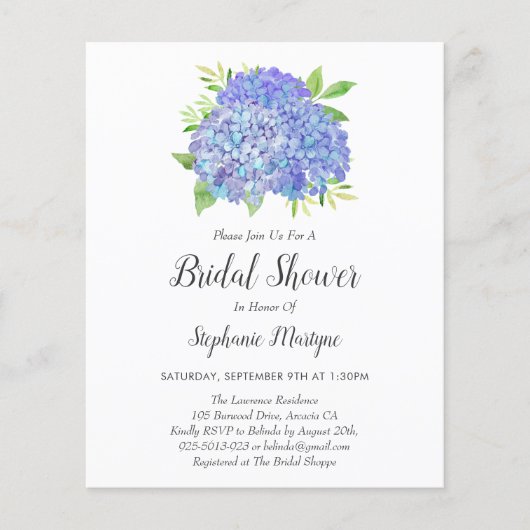 Lila Hydrangea Bouquet Budget Brautparty (Vorderseite)