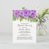 Lila Hydrangea-Brautdusche Einladung (Stehend Vorderseite)