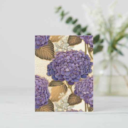 Lila Hydrangea Chiyogami Postkarte (Stehend Vorderseite)
