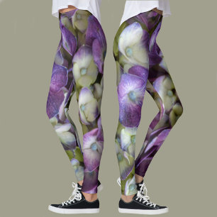 Lila Hydrangea Floral Botanical Fotografie Leggings