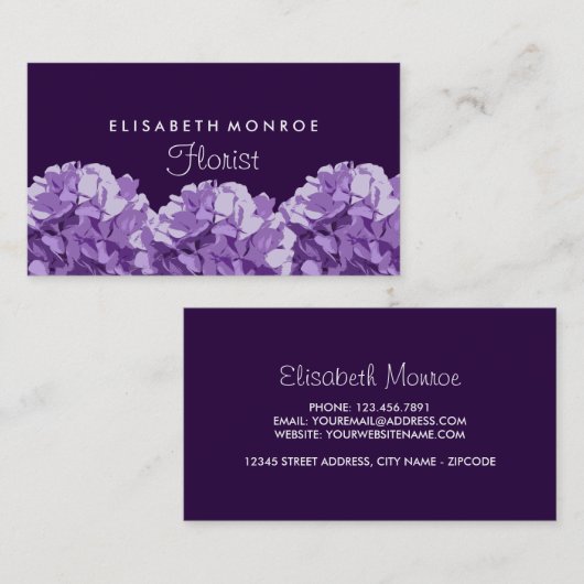 Lila Hydrangea, Floristry Visitenkarte (Vorne/Hinten)