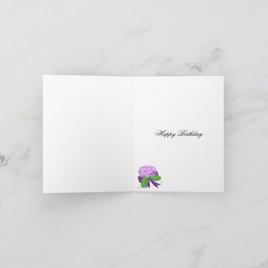 Lila Hydrangea Geburtstagswünsche Karte (Innenseite)