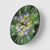 Lila Hydrangea-Gelb Runde Wanduhr (Winkel)