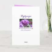 Lila Hydrangea-Grußkarte Karte (Rückseite)
