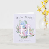 lila Hydrangea H für Geburtstagskarte Karte (Gelbe Blume)