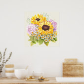 Lila Hydrangea, handgemalt Poster (Küche)