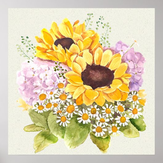 Lila Hydrangea, handgemalt Poster (Vorne)