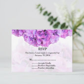 Lila Hydrangea Hochzeit RSVP Hydrangea4 Karte (Stehend Vorderseite)