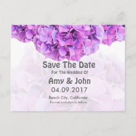 Lila Hydrangea Hochzeit speichern das Datum Hydran Ankündigungspostkarte
