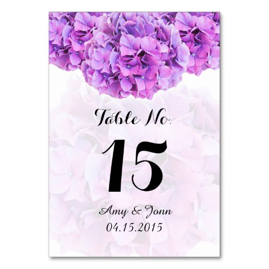 Lila Hydrangea Hochzeit Tischnummern Hydrangea4 (Vorderseite)