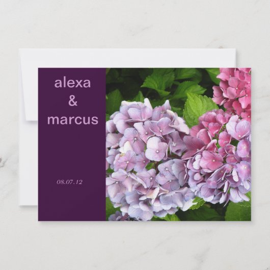 Lila Hydrangea Hochzeitseinladung Einladung (Rückseite)