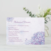 Lila Hydrangea Hochzeitsessen Probe Einladung (Stehend Vorderseite)