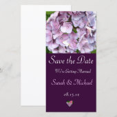 Lila Hydrangea-Hochzeitskarte Save The Date (Vorne/Hinten)