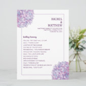 Lila Hydrangea-Hochzeitsprogramm Programm (Stehend Vorderseite)