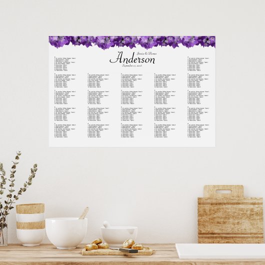 Lila Hydrangea-Hochzeitsstiftung Poster (Küche)