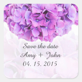 Lila Hydrangea Hochzeitsticker Hydrangea4 Quadratischer Aufkleber