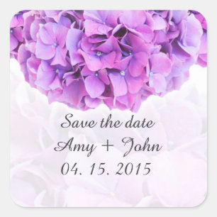 Lila Hydrangea Hochzeitsticker Hydrangea4 Quadratischer Aufkleber