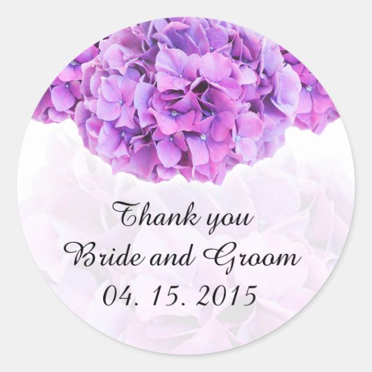 Lila Hydrangea Hochzeitsticker Hydrangea4 Runder Aufkleber (Vorderseite)